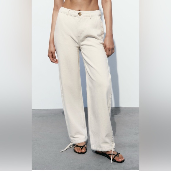 ZARA HIGH WAIST Z1975 DRAWSTRING CUFF JOGGER PANTS. SIZE M - Picture 3 of 7